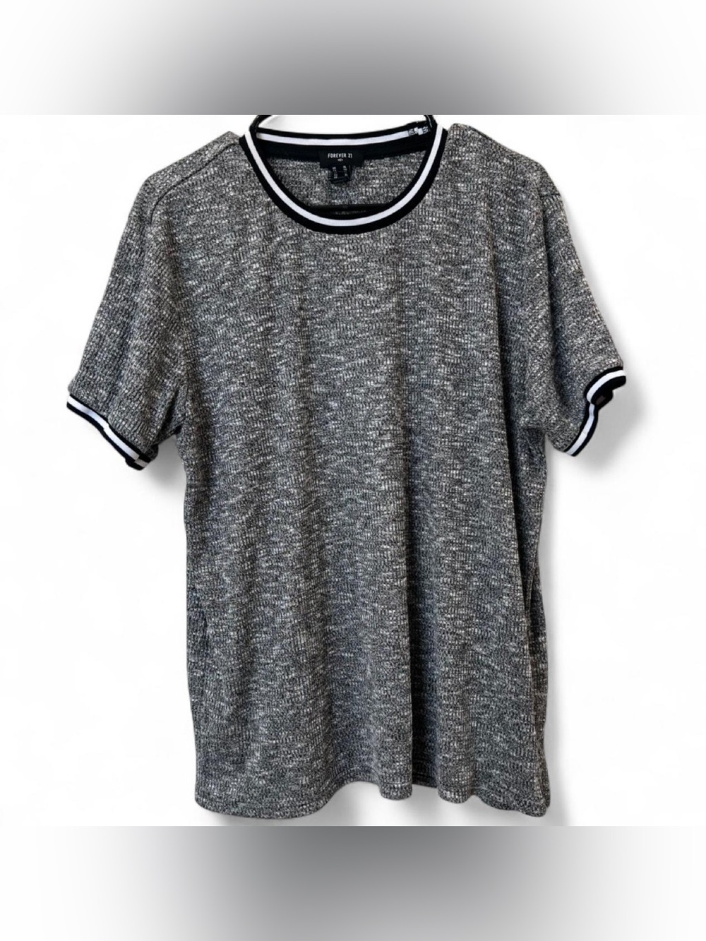 Forever 21 Men's Marled Ringer Tee - Grey/Black
